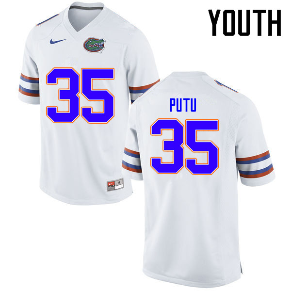 Youth Florida Gators #35 Joseph Putu College Football Jerseys Sale-White - Click Image to Close